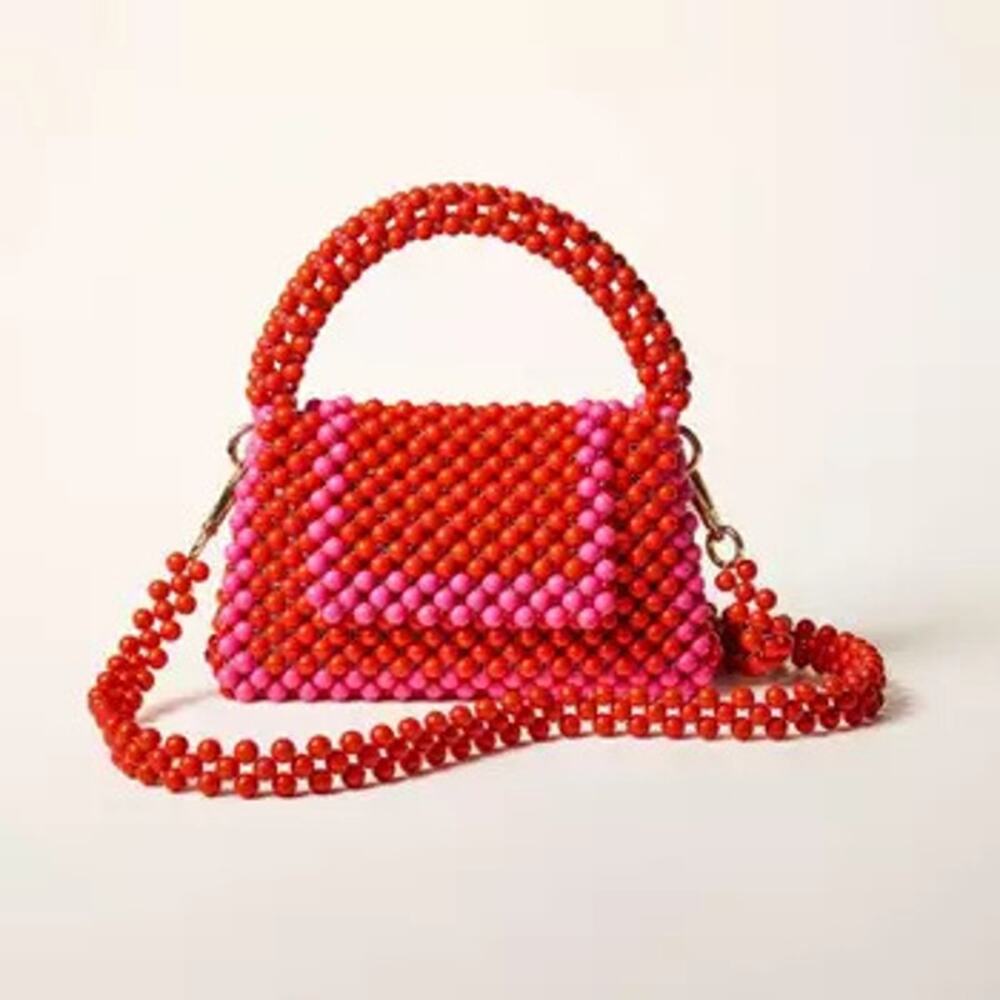 NWT Kate Spade x Target Women's Red & Pink Beaded Shoulder‎ Bag Casual